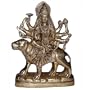 Goddess Durga Religious Brass Sculpture Sitting on Lion