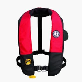 Mustang Deluxe Inflatable PFD with HIT (Auto-Hydrostatic) with Sailing Harness, Red Black by 
