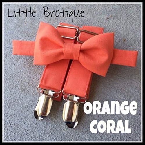 Orange Coral Bow Tie and Suspender Set. Little Brotique. Infant - Adult. Wedding Attire, Photography Props.