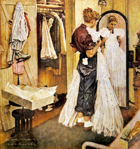 Norman Rockwell The Prom Dress 1949 Art Print - 8 in x 9 in - Unmatted, Unframed