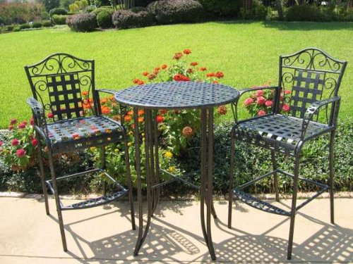 3 Pc Bistro Table Set in Scrolled Irons