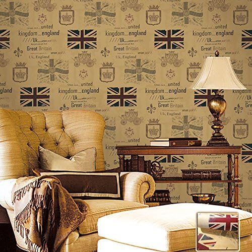 LEVINGER 3D Great Britain Design Non Woven Removable Textured Wallpaper for Living rooms, Kids and Bedrooms Walls, 0.53m Wide by 10m Long