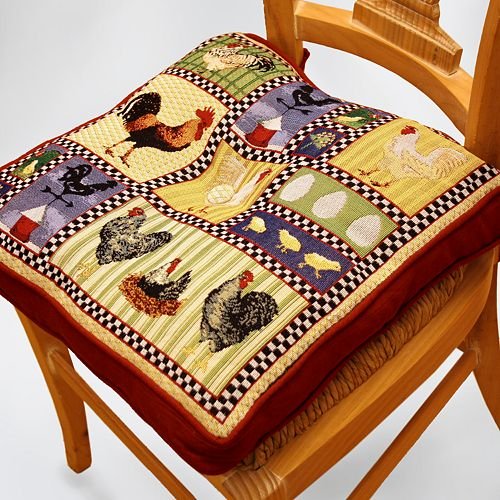 Park B. Smith Roosters and Chickens 16 by 16-inch Tapestry Chair Pad