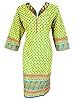 Womens Indian Tunic Dress Ethnic Embroidered Yoke Kurta Caftan (Chest:56", Yellow)