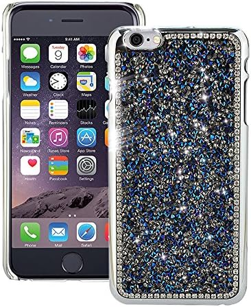 iPhone 6 Plus Case, Deluxe Elegant Shiny Bling Crystal Rhinestone [Pretty Glittery Sturdy] Durable Back Cover Skin for Apple iPhone 6 Plus 5.5" + Free Screen Guard Protector + Stylus - Blue Diamond Design