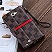RAYTOP® Luxury Brand Designer Brown Checks Leather Cases Covers Wallet for Samsung Galaxy Note 2 N7100 Note2 Card Holder Magnetic Hand Strap Sleek Business Decent Stylish Classy Classic