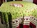 Mas d'Ousvan French Design Block Print Vibrant red green Thistle flower tablecloth 71 by 128 inch + 12 napkins