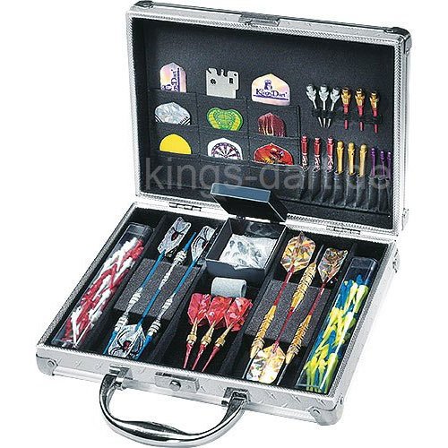 Profi-Dartkoffer SAFETY OPTIMAL, silberfarben