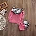 Newborn Baby Boy Girl Warm Striped Hoodie T-shirt Pants Outfit Set Kids Clothes