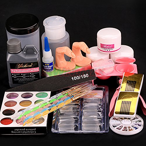 Acrylic Liquid Powder Half French Nail Art Tips Pump File Clipper Tools Kit by WindMax