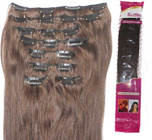 Ibeshion Thick Remy Edition 20 Inch 140 grams 8pcs 20 Clips 100% Remy Human Straight Hair Clip In Hair Extensions #6 Chestnut Brown Hair