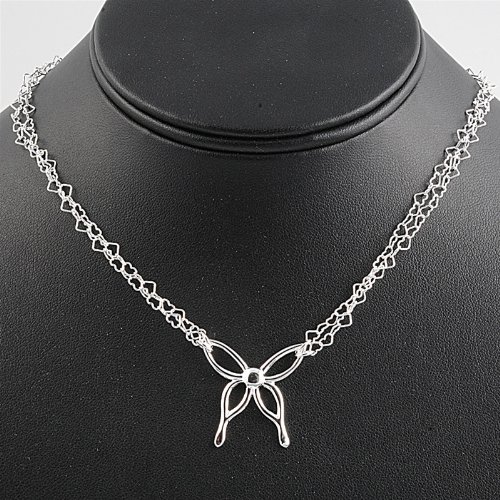 Sterling Silver Necklaces - Butterfly - Length: 16", Height: 25mm