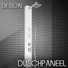 Design Duschpaneel Duschsystem Massage (Regenschauerdusche, K�rperdusche, Handbrause, Hartglas-Front) creme-wei�