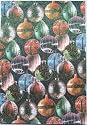 A4 sheet of printed and glittered card for cardmaking & craft - Christmas baubles