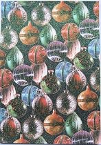 A4 sheet of printed and glittered card for cardmaking & craft - Christmas baubles