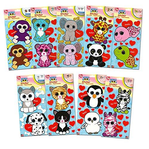 Ty Beanie Boos Giant Stickers ~ Complete Set of 18 Large Beanie Boo Stickers (5")