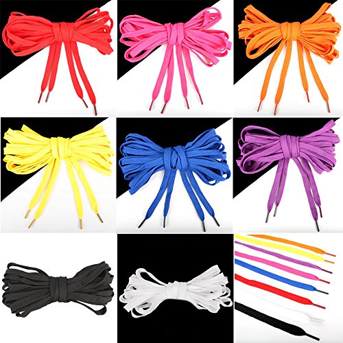 SHOE LACES: White, Black, Fuchsia, Blue, Purple, Red (different colors) Extra Flat, Wide, Rock, Long String, Punk, High Top, Knee, Skate Canvas Sneaker Linen Shoes Laces