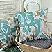 CaliTime High Class Throw Pillow Cover Case for Couch Sofa Home Decoration Vintage Ikat Style Applique Embroidered 20 X 20 Inches Teal & Light Taupe