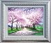 岩手県・北上市立公園の桜並木(油彩画・F6号) 長橋保 画【送料無料】