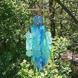Medium - Blue/Turquoise - Capiz Shell Wind Chimes - Indoor/Outdoor - Handmade