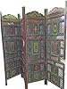 Indian Room Divider Wood 4 Panel Screen or Room Divider Reversible Unique Design