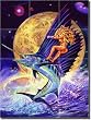 Shakira by Fernando Agudelo - Sailfish Fantasy Glass Tile Wall Floor Mural 24" x 18"