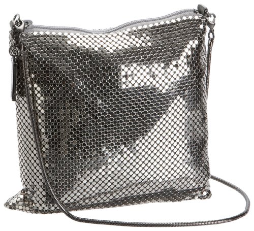 Whiting and Davis Square Shoulder Bag With Snake Chain,Pewter Whiting and Davis Square Shoulder Bag With Snake Chain,Pewter