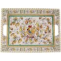 Le Cadeaux Triple Weight Melamine 15 by 21 inch Serving Tray with Raised Sides and Handles, Yellow Rooster