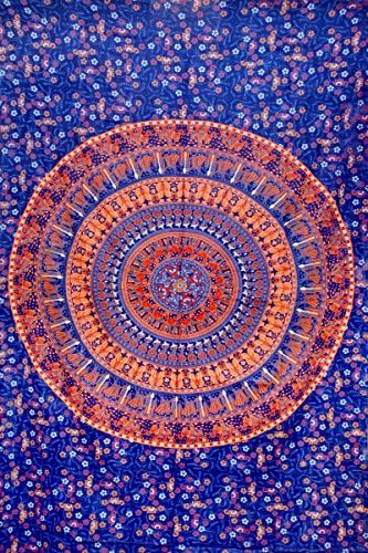 Blue Camle Mandala Tapestry , Indian Hippie Wall Hanging , Bohemian Twin Wall Hanging, Bedspread Beach Coverlet Throw Decor Art,indian Elephant Curtain