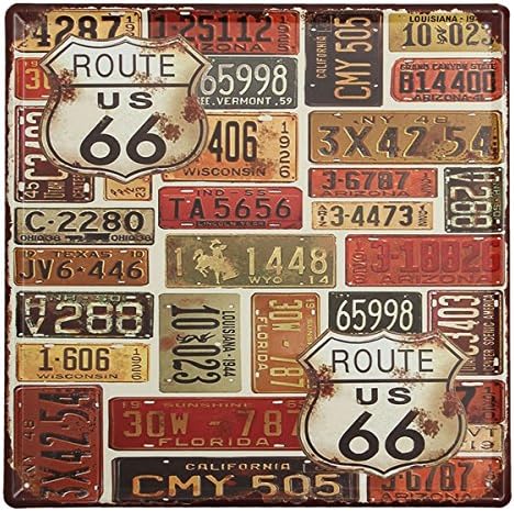 KISSMYTWINS Route 66 Tin Sign Vintage Metal Plaque Poster Bar Pub Home Wall Decor