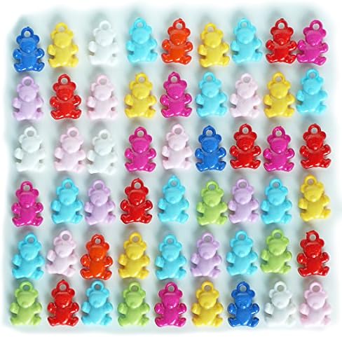 MaxGetz Charms Loom Band Charms Pendants for Rainbow Rubber Band Kits, Jewelry or Craft Projects Funny Colorful Bears 55 pcs