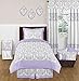 Sweet Jojo Designs 2-Piece Lavender, Gray and White Damask Print Elizabeth Girls Window Treatment Panels