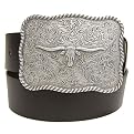 Boston Traveler Longhorn Buckle Leather Belt Brown