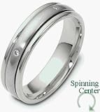 SPINNING Platinum Wedding Band Ring with 5 Diamonds