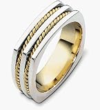 14 Karat Yellow Gold & Titanium 7mm Wide Rope Style Band