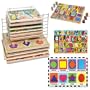 Melissa & Doug Deluxe Chunky Puzzle Bundle: Shapes Chunky, Jumbo Numbers Chunky, Jumbo ABC Chunky with Deluxe Wire Puzzle Rack