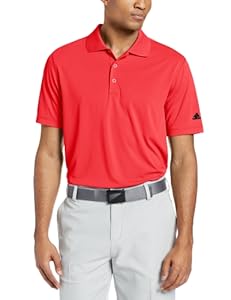 Adidas Golf Men's Puremotion Solid Jersey Polo, Hi-Res Red/Black, Large