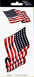 United States of America - Waving USA Flag 2 Pack of Stickers - 2 Separate Stickers! - Sticker / Decal (American)
