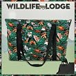 Wolf Bear Deer Tote Bag Deluxe Wolf Lodge with COTTON FABRIC Surface and WATERPROOF LINING