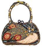 Irresistible Antique Leaf Handmade Beaded Gemstones Rhinestone Closure Hard Case Frame Evening Handbag Purse