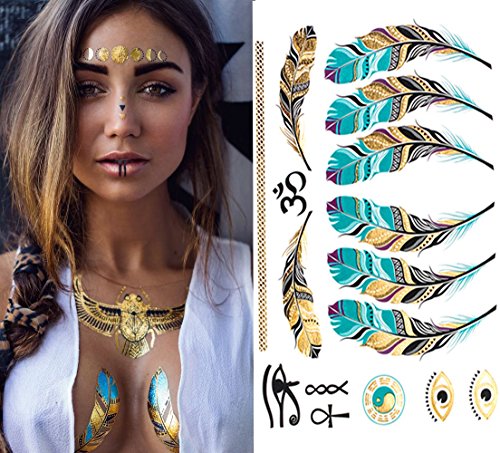 12 sheets premium metallic flash tattoos over 150 design body art…