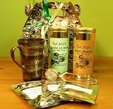 Gift Set, Wrapped in an Elegant Gift Box Are 1 Tin(4 Oz) Jasmine Green Tea, 1 Tin (4 Oz) English Breakfast, 1 Japanese Tea Mug, 1 Tea Infuser, 3 Tea Samplers, 4 Honey Straws.