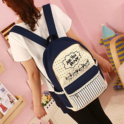 Unisex fashion cute cartoon shoulders bag Leisure Backpack Casual School Bag Rucksack Korean Knapsack Laptop Backpack Shoulders Backpack travel bags for Teens Students Women Ladies Girls navy