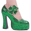Ellie Shoes Women's 557-LUCKY, 5" Chunky Heel Green Glitter Maryjane