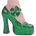 Ellie Shoes Women's 557-LUCKY, 5" Chunky Heel Green Glitter Maryjane