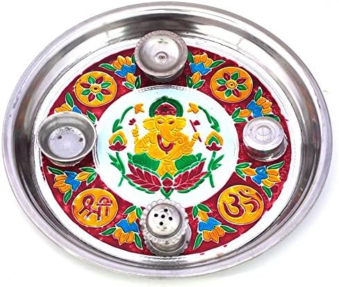 Little India Designer Meenakari Shubh Laabh Ganpati Pooja Thali 417