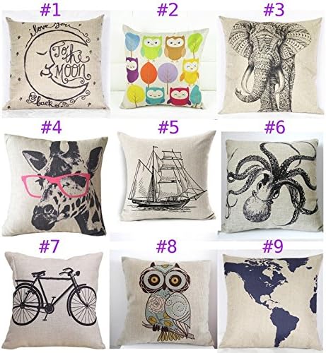 18 inch Square Linen Cotton Throw Pillow Cases Car Home Decor Sofa Cushion Cover 18"