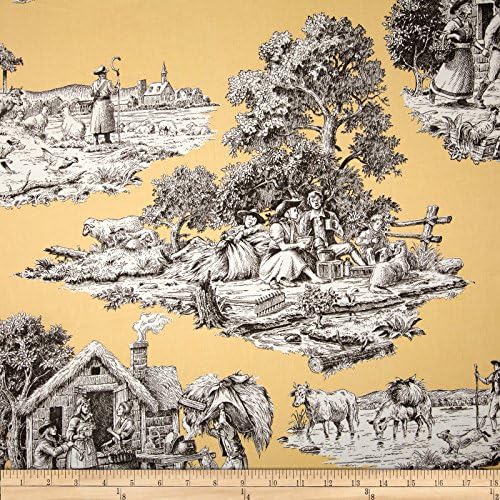 Duralee Toile Sateen Yellow Fabric