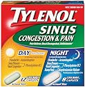 Tylenol Sinus Congestion & Pain Day/Night CoolBurst Caplets, 20-Count (Pack of 2)