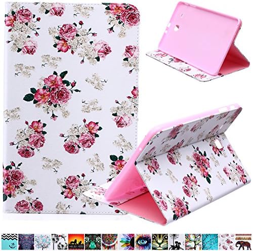 Tab E 9.6 Case-Ucover(TM) Bright Colorful Folio Soft Shell Fashion Design Pattern Smart Stand Magnetic Exclusive for (Samsung Galaxy Tab E 9.6 SM-T560/SM-T561) (Flower Cloth)